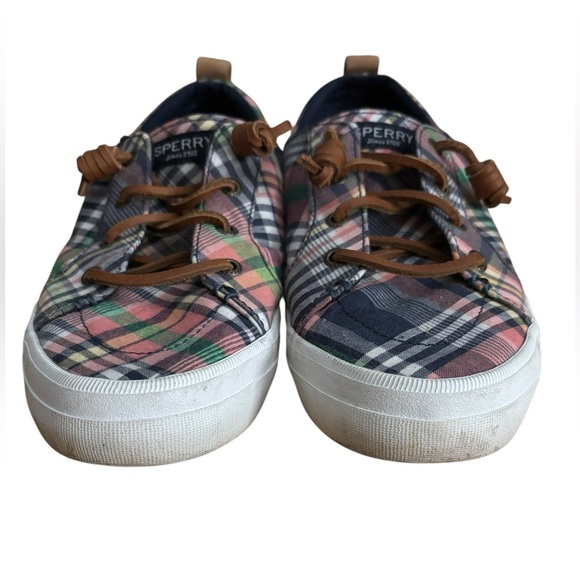 Sperry Plaid Sneakers with Brown Laces - Picture 3 of 9